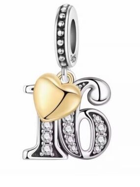 Pandora Two-Tone 'B' Initial Charm with Gold Heart